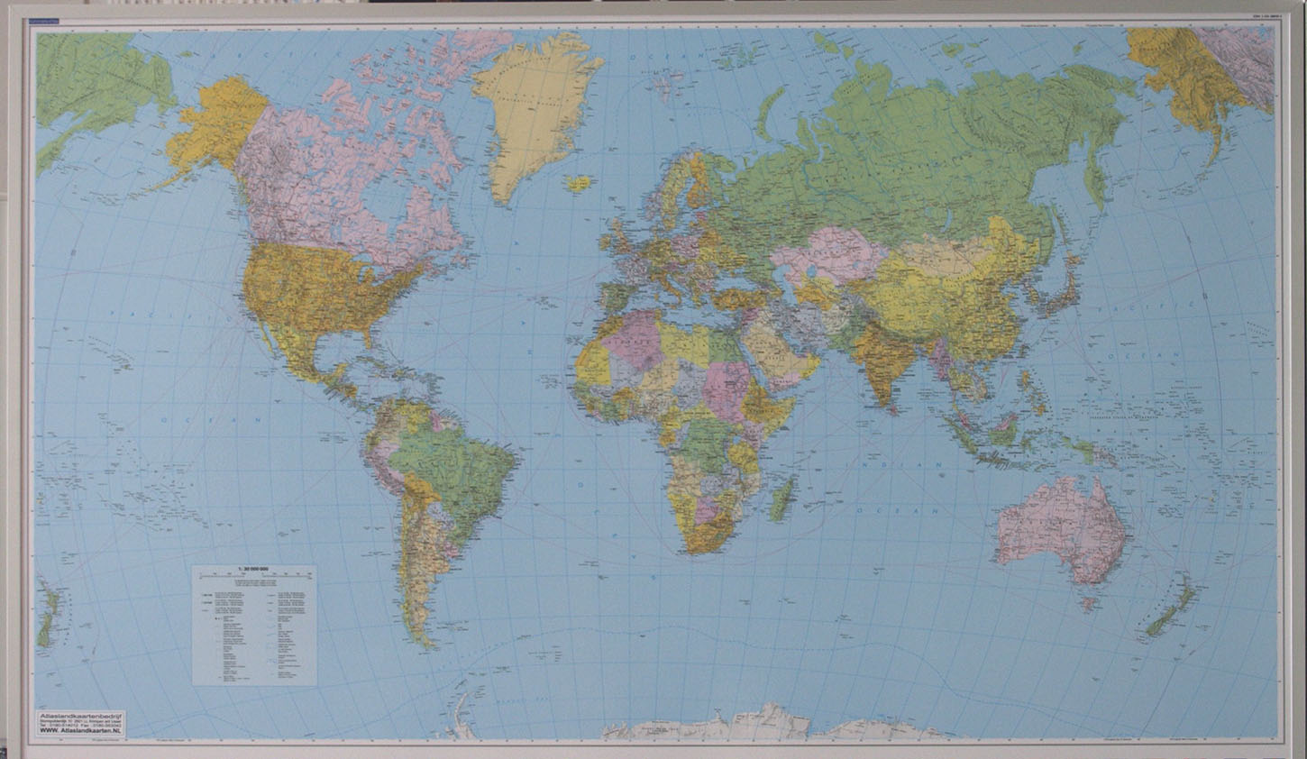 Het is goedkoop Dalset grip Atlas Landkaartenbedrijf )))) wereldkaart ingelijst